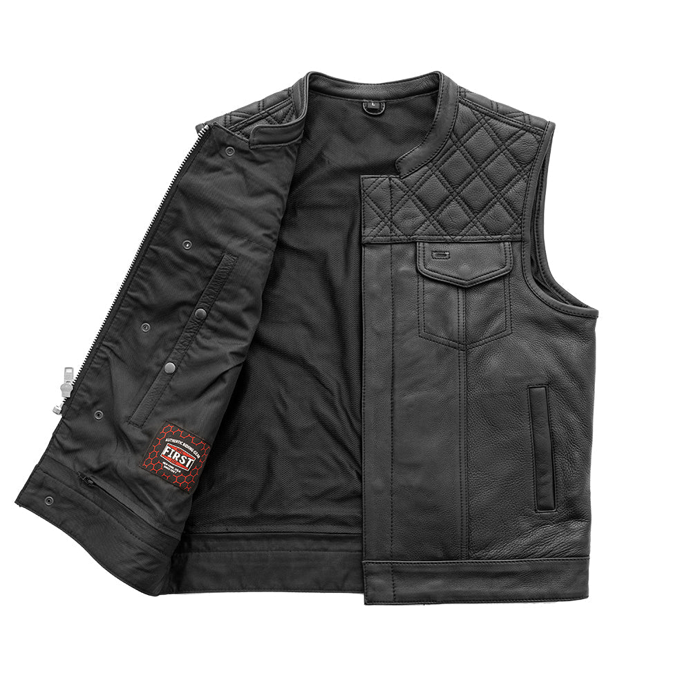 First MFG Co. Downside Motorcycle Leather Vest - (Black)