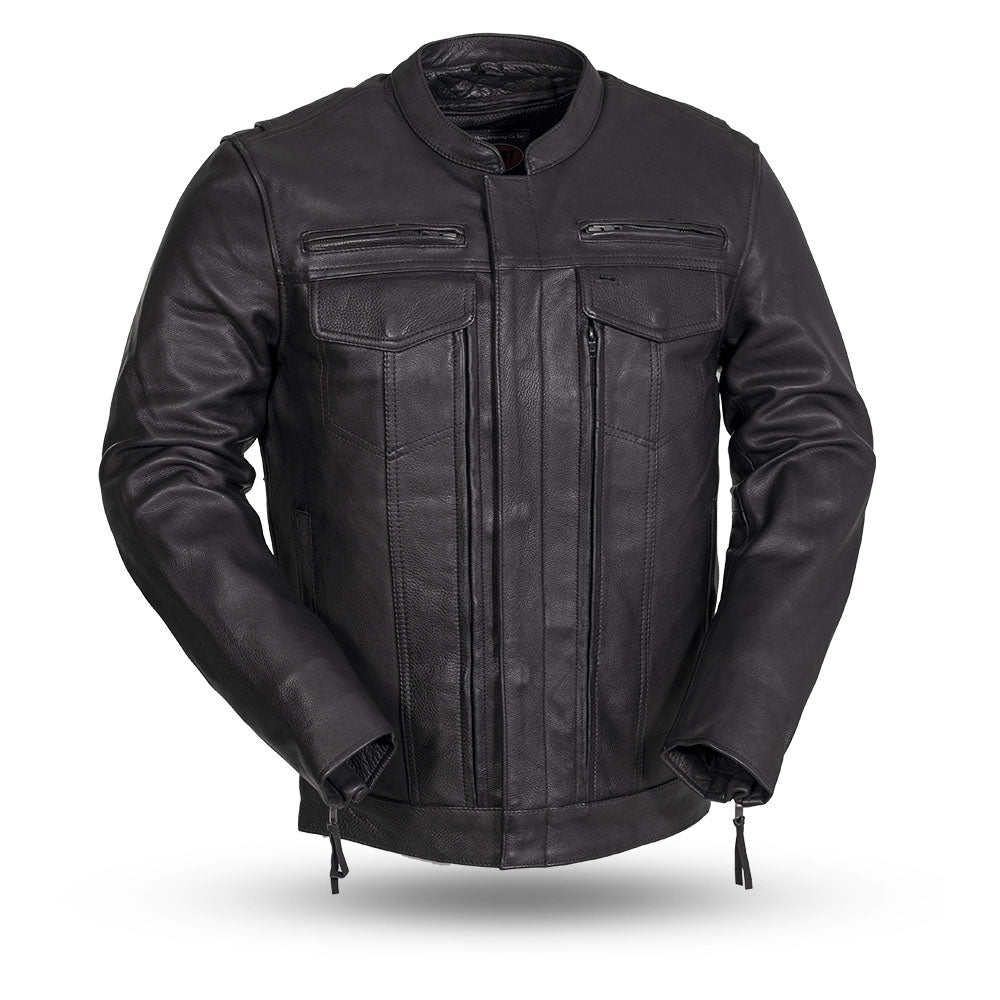 First MFG Co. Raider Men's Motorcycle Leather Jacket (Black)