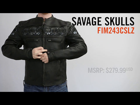 First MFG Co. Savage Skulls Motorcycle Leather Jacket